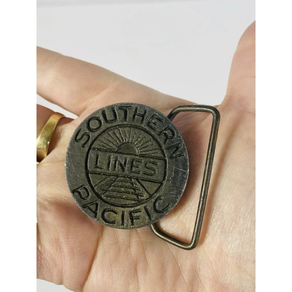 Southern Pacific Lines American Pewter Works Round Belt‎ Buckle Vintage